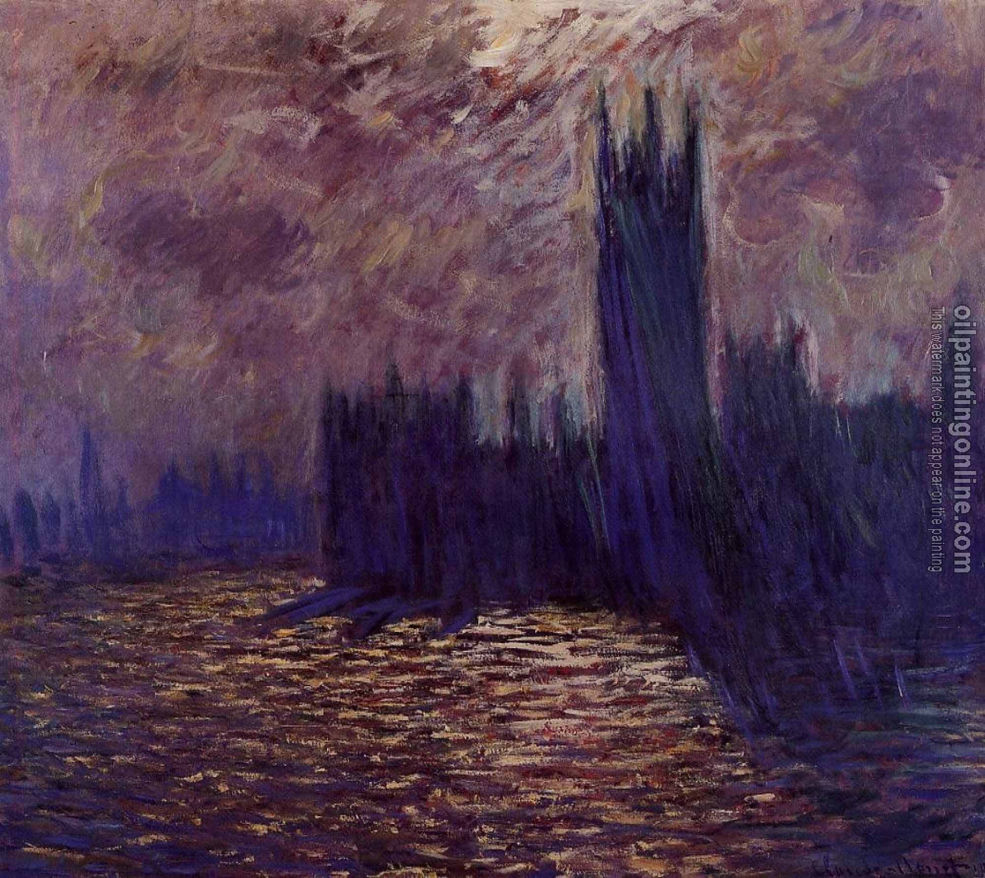 Monet, Claude Oscar - Houses of Parliament, Reflection of the Thames